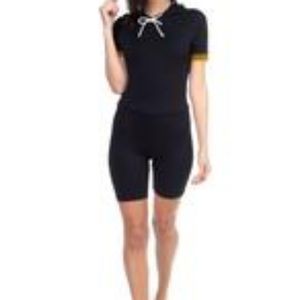 Stripe Band Top & Biker Shorts Set